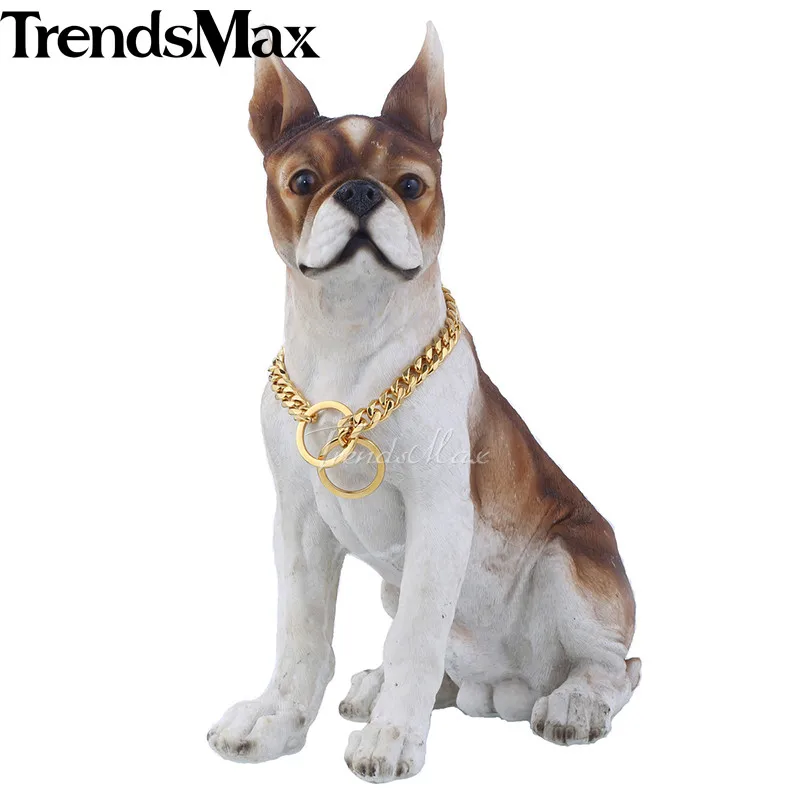 11/13mm wide Gold Tone Cut Curb Cuban Link 316L Stainless Steel Dog Chain Collar Customize Length 12-30&quot DC05-DC06 | Украшения и