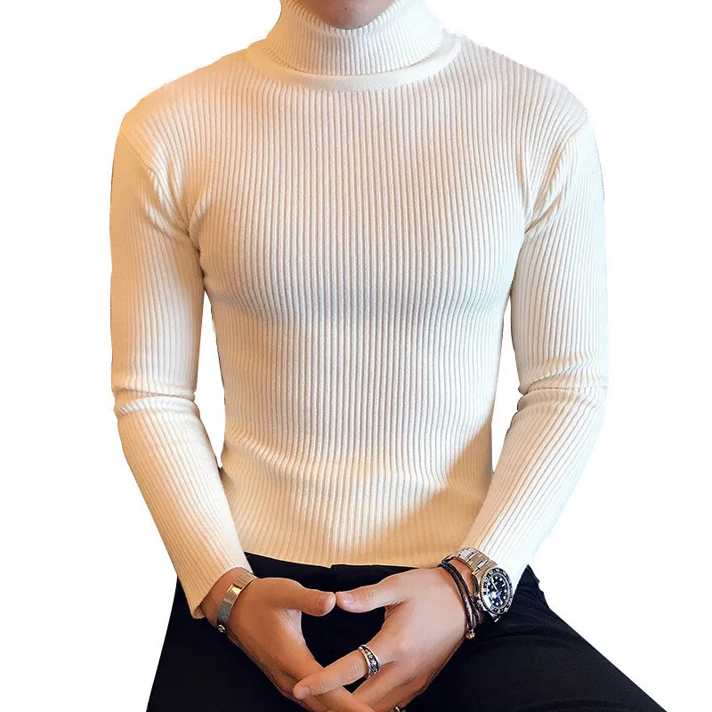 Мужские осенне-зимние свитера 2018 5 цветов, пуловер, мужской свитер с высоким воротником, джемпер, вязаные черные свитера с высоким воротнико... от AliExpress WW