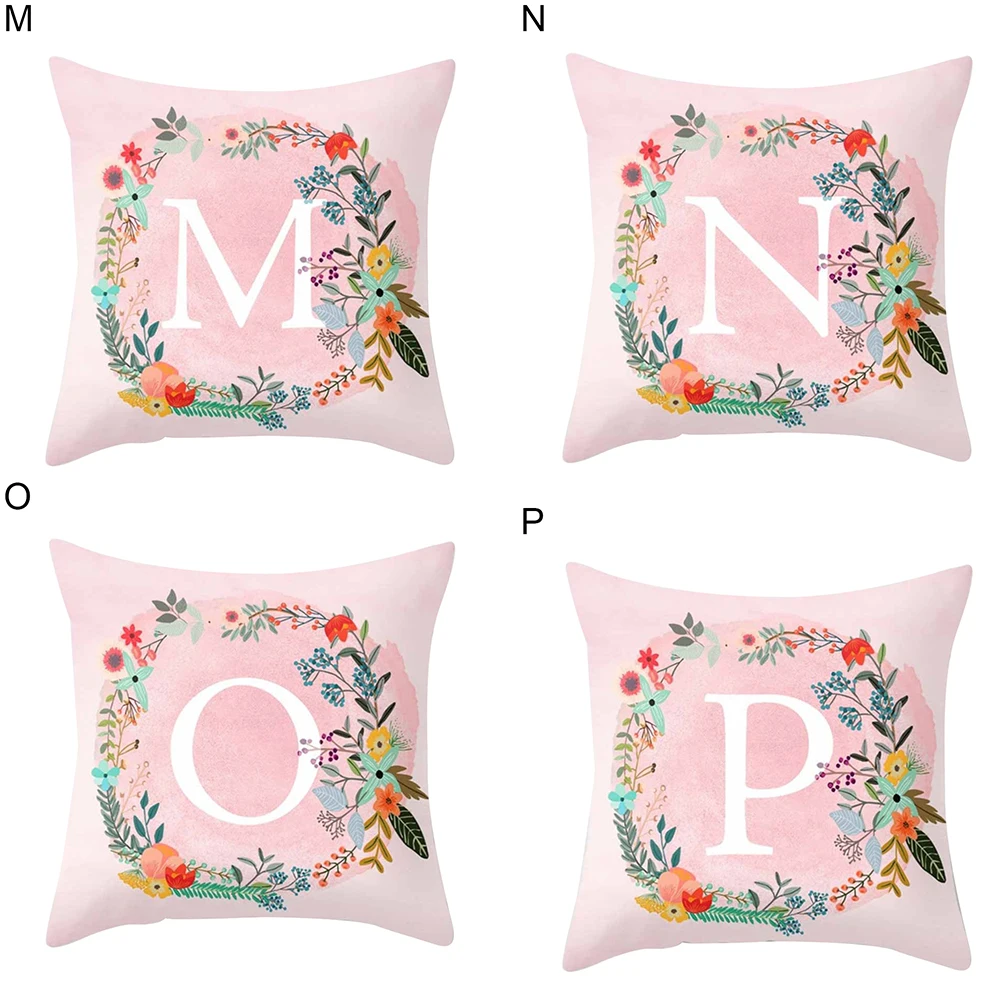 Модные Стиль розовый от A до z Письма Pattern Наволочки мягкие удобные квадратный