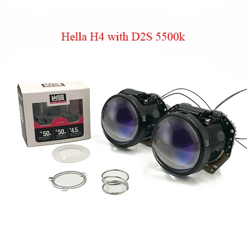 H4 with D2S 5500K Ronan Hella 5R blue D2S H4 с yeaky лампочкой D2S D2H 4500K 5500K Автомобильная фара для установки без потерь - Цвет: H4 with D2S 5500K
