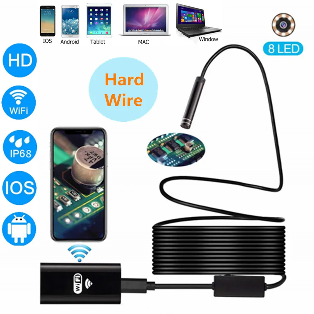 Wi Fi камера эндоскоп Беспроводной usb mini жесткий кабель Полужесткий смотровой