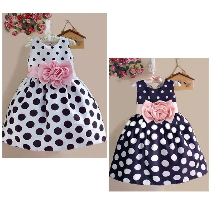 Xmas Princess Baby Kids Girls Party Bridesmaid Dress Polka Dot Gown Dresses 2-7Y Emmababy Lesiure Cute Girl Drop Shipping | Детская