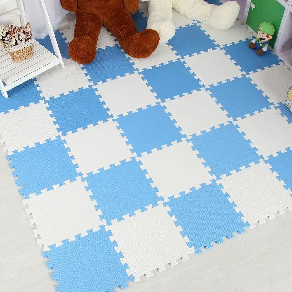 SkyBlue-White Детский игровой коврик из вспененного материала EVA, детский коврик-пазл, блокирующая плитка для упражнений, напольный ковер, ковер для детей, ползающих 30X30X1 см - Цвет: SkyBlue-White