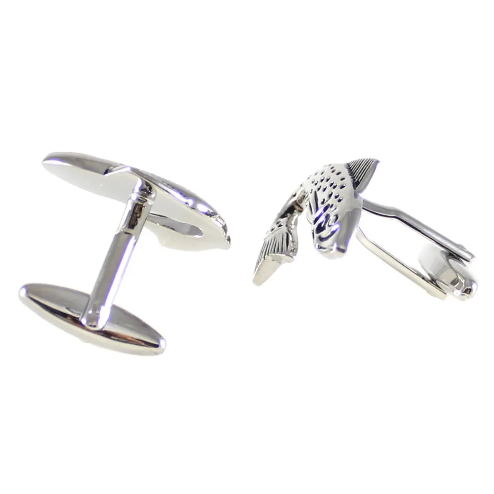 Men's Novelty Fish Cuff Links Antique Silver Tone Salmon | Украшения и аксессуары