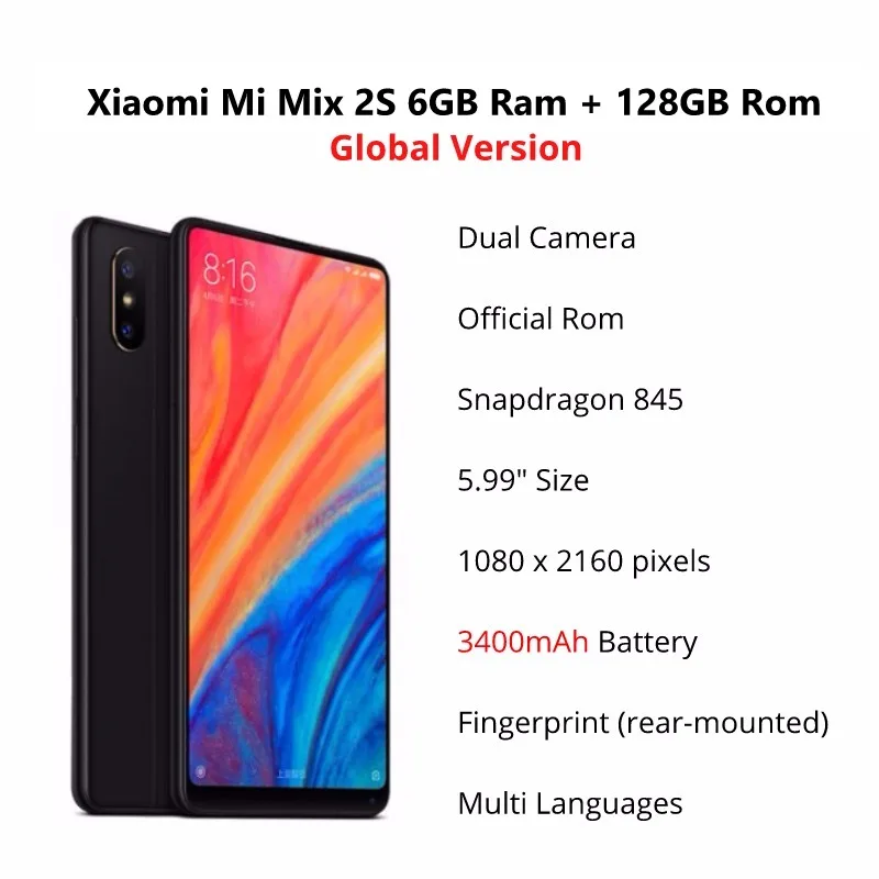 Глобальная версия Xiaomi mi x 2 s 128 ГБ Встроенная память 6 Оперативная (1 год гарантии