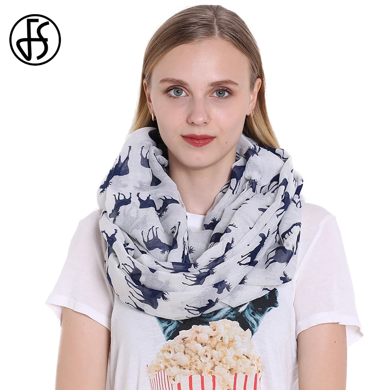 

FS Echarpes Foulards Femme зимние теплые шарфы для женщин Вуаль Бесконечность воротник кольцо шарф олень принт роскошный бренд 2022