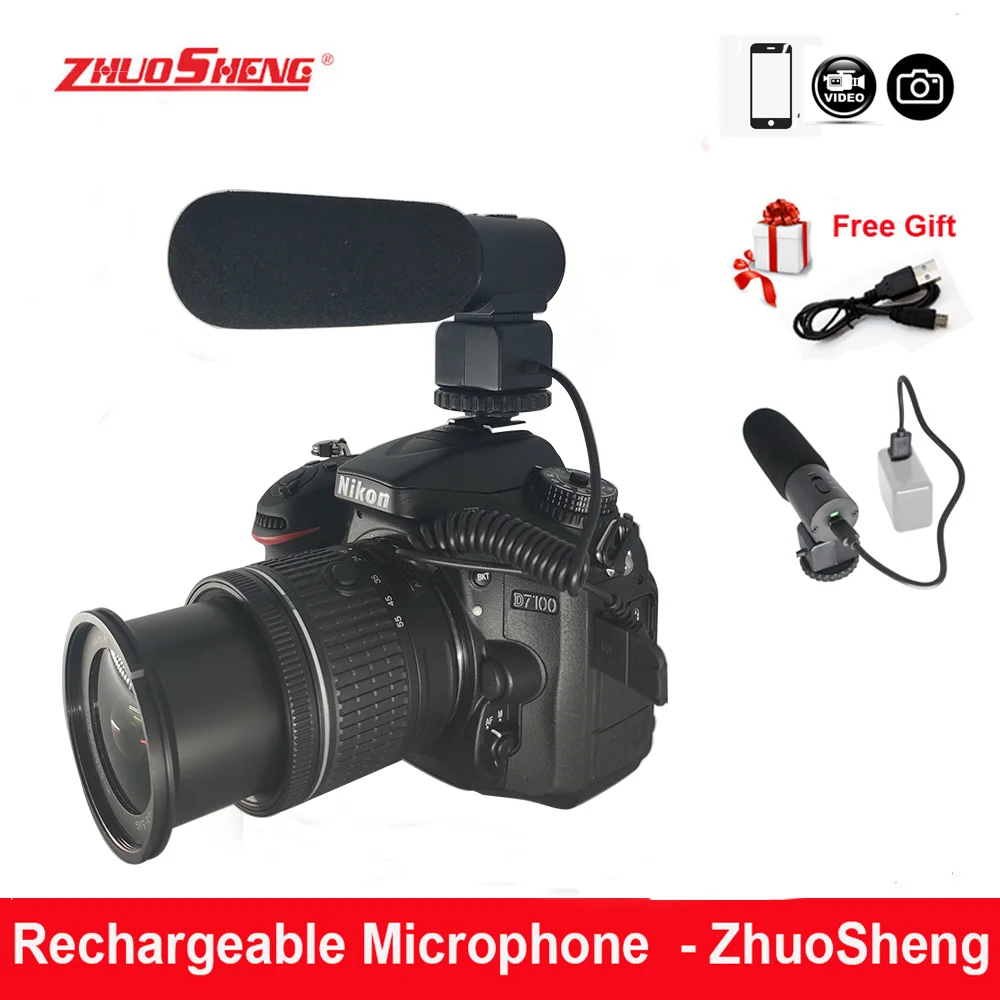 ZhuoSheng ZS M1 студийный Видео Стерео конденсатор DSLR камера Микрофон Youtuber On Camera