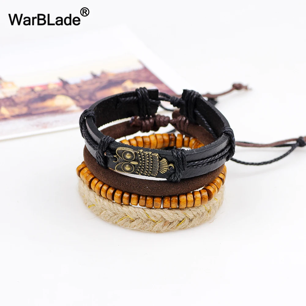 Винтажный Многослойный кожаный плетеный браслет WarBLade в стиле ретро для мужчин и
