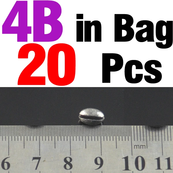 20Pcs 4B MNFT 20 шт./пакет 1B для 7B Премиум твердый Овальный Разделение выстрел свинцовый грузик фасоль в форме Вес привести аксессуары для рыболовных приманок - Цвет: 20Pcs 4B