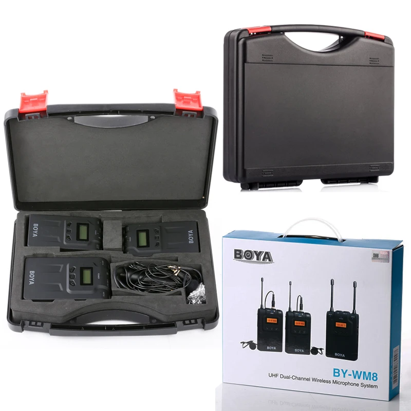 BOYA BY WM8 UHF двойной беспроводной петличный микрофон Systerm Lav интервью Mic 2 Передатчики