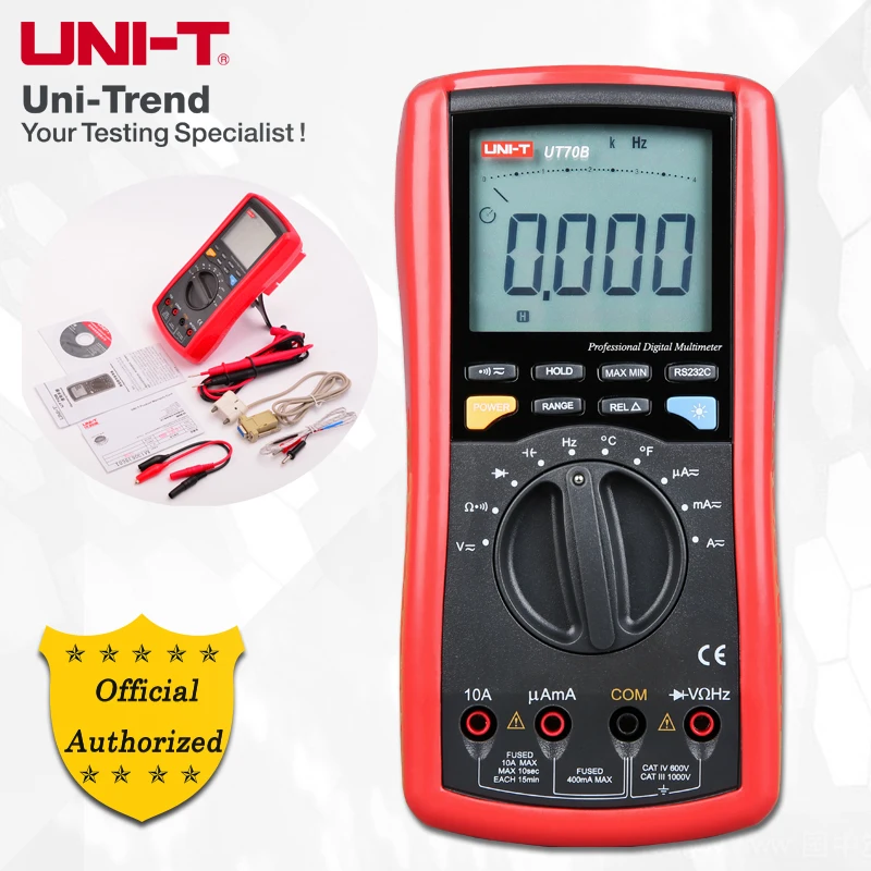 

UNI-T UT70B Auto Range Digital Multimeters; Resistance/Capacitance/Frequency/Temperture Test, RS232 Data Transfer/Backlight