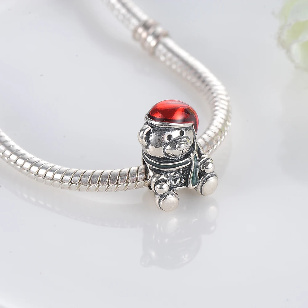 Suplush 100% серебряные бусины 925 пробы рождественский стиль очаровательный браслет