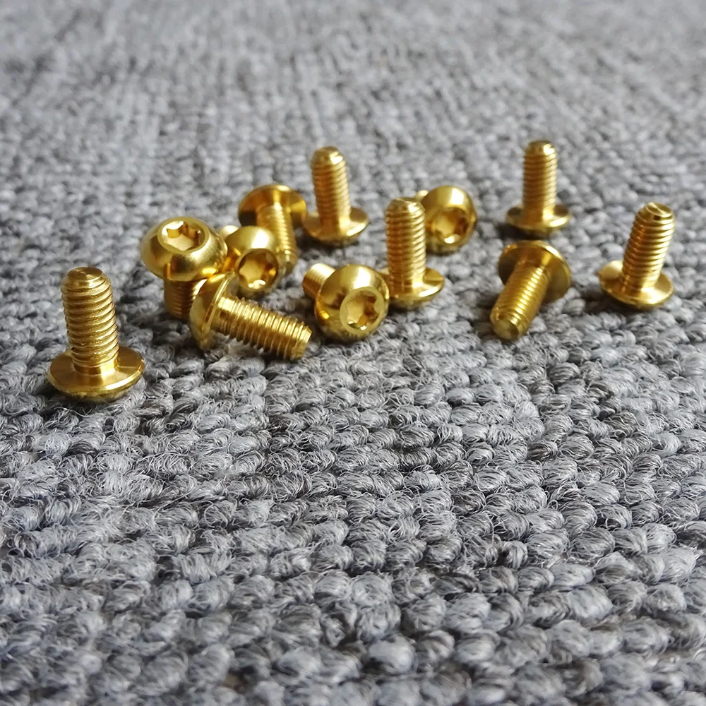 

M5 x 10mm bicycle road bottle cage holder screws T25 gold disk brake rotor bolts water cage use