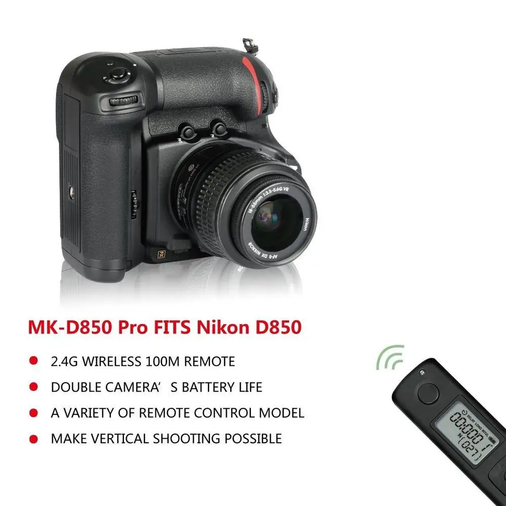 Meike MK-D850 Pro Батарейная ручка с 2,4G беспроводной пульт дистанционного управления для Nikon D850 как MB-D18