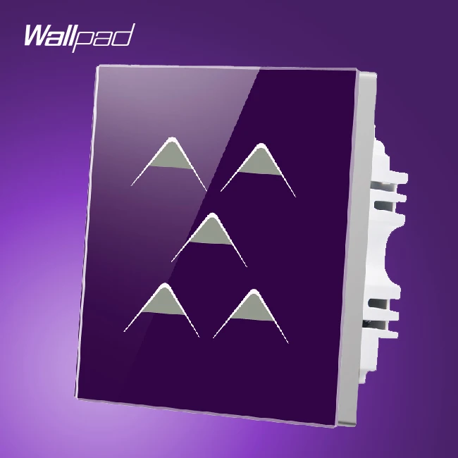 Водонепроницаемая настенная панель 110в 250в с 5 кнопками Фиолетовое Стекло