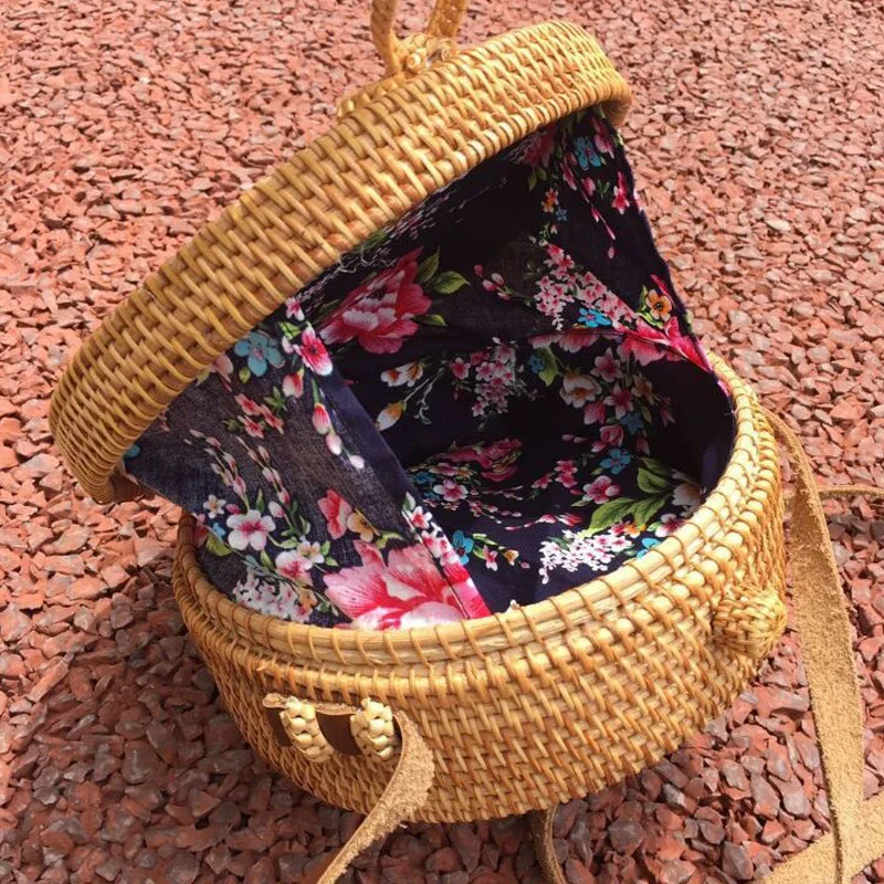 2017 Бали круг соломенные сумки для Для женщин ручной работы круглый Пляжная Сумка