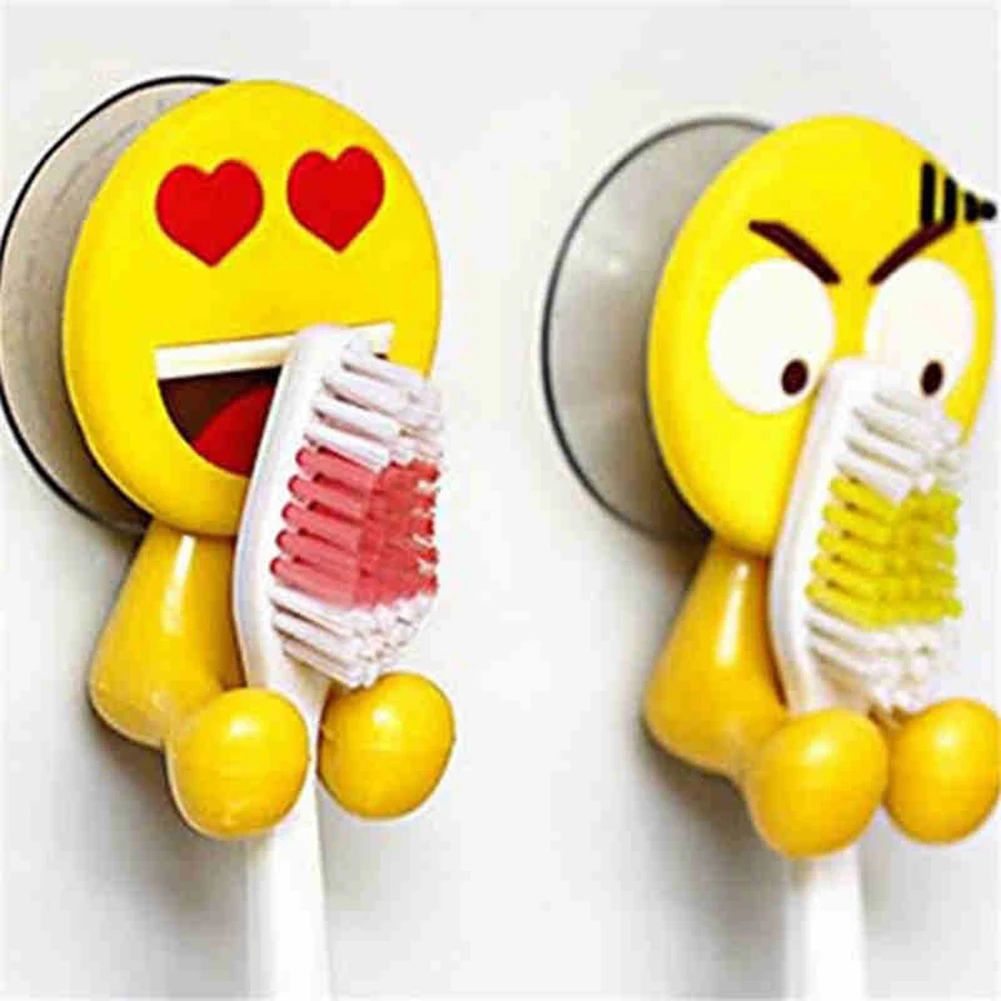 Милый мультфильм emoji выражение присоски Зубная щётка держатель настенный