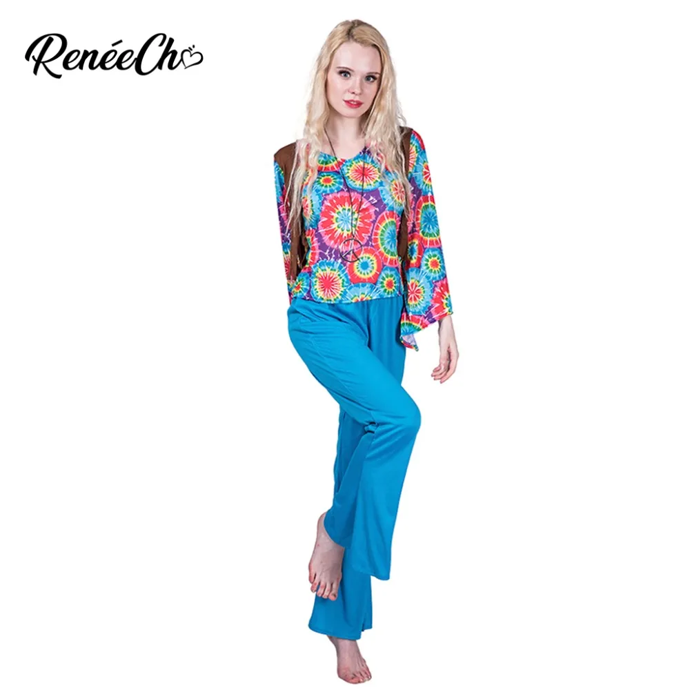 

2018 new arrival 60s Halloween costume women fantasia adulto halloowen Lady Peace & Love Hippie Costume for party cosplay