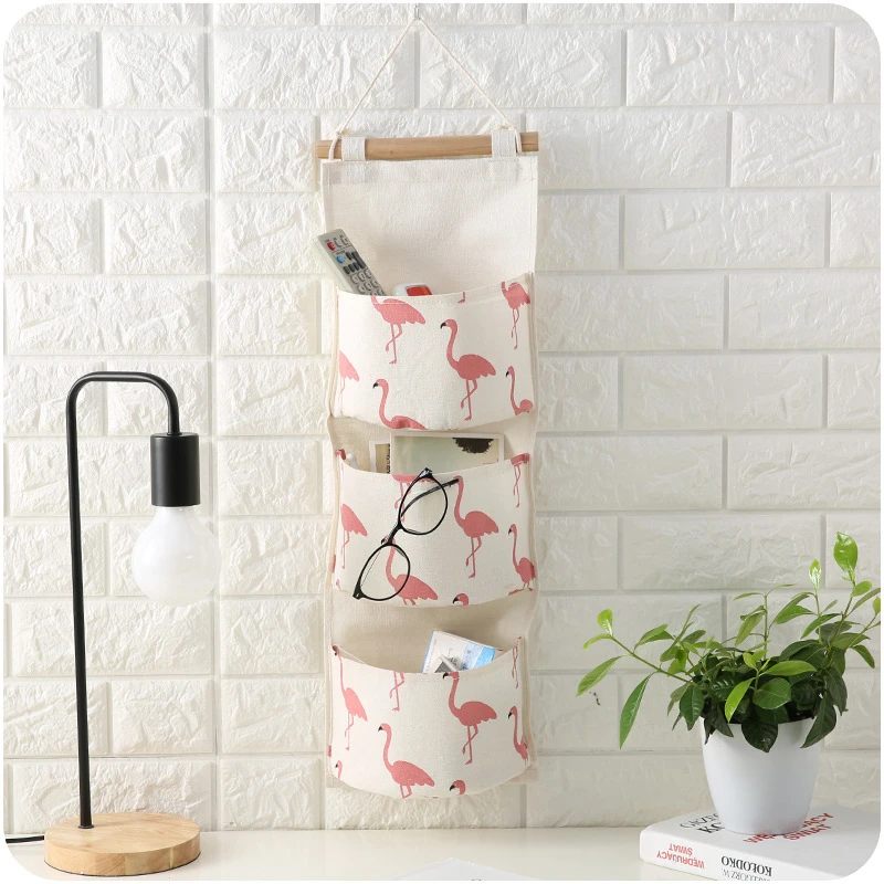 Three layers of cotton cloth simple cartoon hanging storage bag B883 home sundries bags wholesale | Дом и сад
