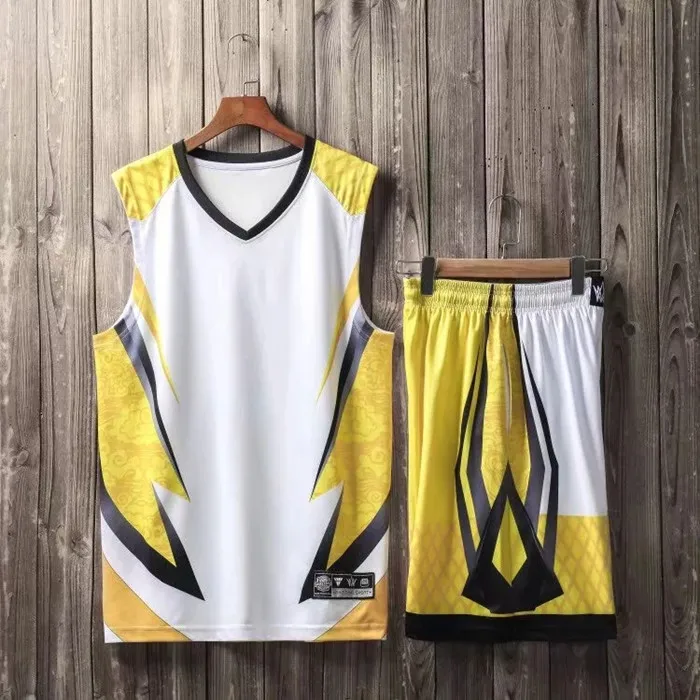 1745 yellow set Одежда высшего качества 6XL для мужчин и женщин, баскетбольные майки, наборы, Униформа, спортивный комплект, одежда, рубашки, шорты, костюм, спортивная команда, индивидуальный принт - Цвет: 1745 yellow set
