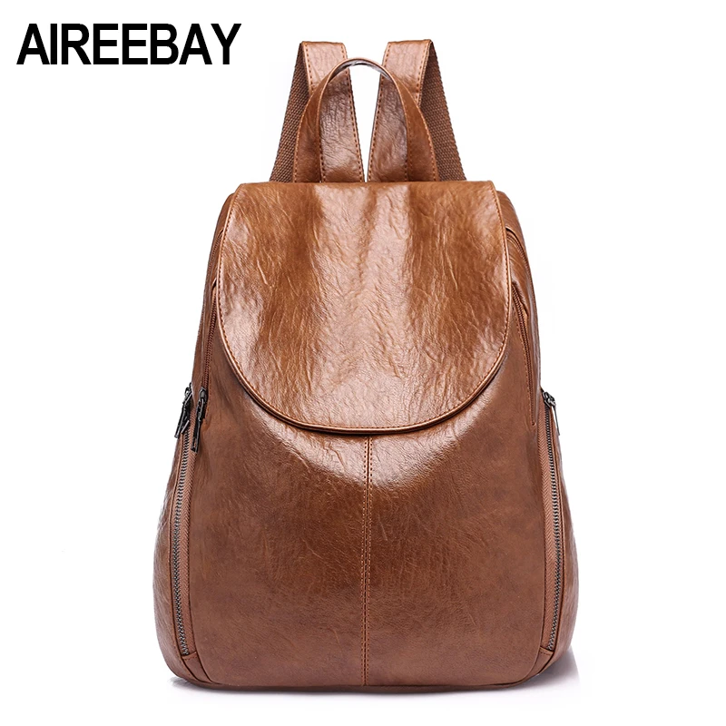 Женский рюкзак AIREEBAY винтажный школьный из мягкой кожи для девочек подростков
