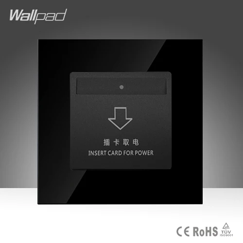Wallpad CE BS одобренный Inserd переключатель карты Роскошный Черный Кристалл Стекло 40A