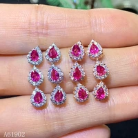 kjjeaxcmy supporting detection supporting test of 925 pure silver inlaid natural ancestral pink sapphire luxury ear nail earring