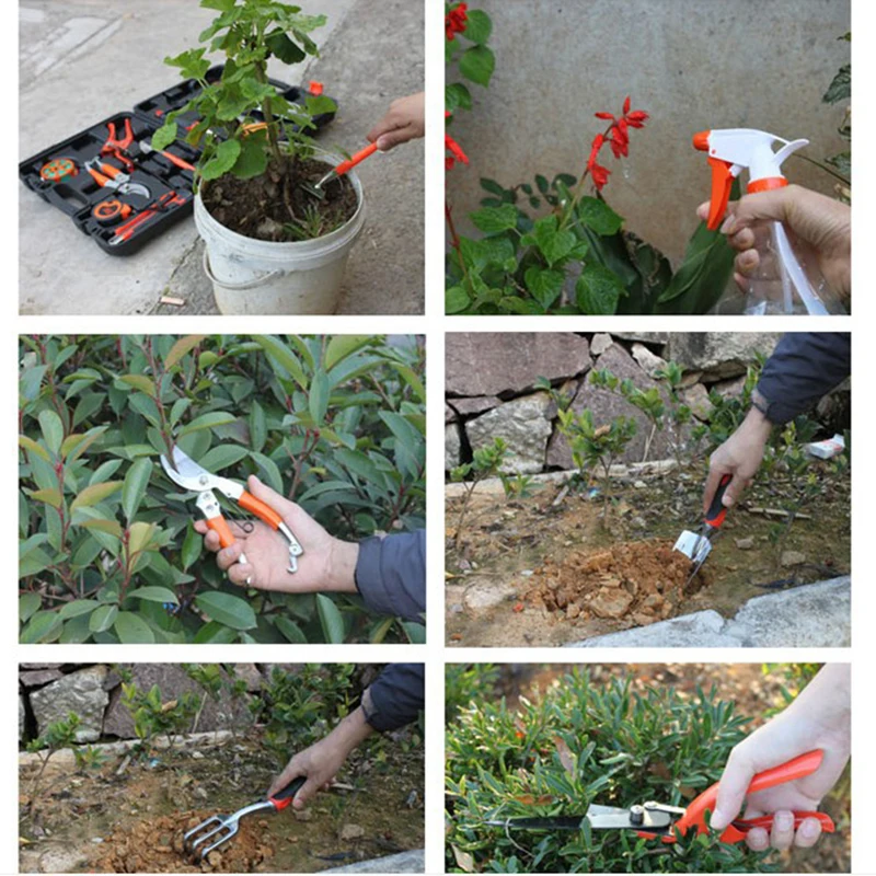 

12 Pcs./Lot. Garden Tool Sets Household Garden Shovel Household Pruning Tools Branch Cutter Rake Aluminum Alloy Tool Set