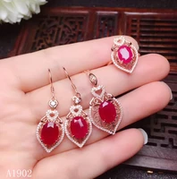 kjjeaxcmy boutique jewels 925 sterling silver inlaid natural ruby gemstone female ring pendant necklace earrings luxury support