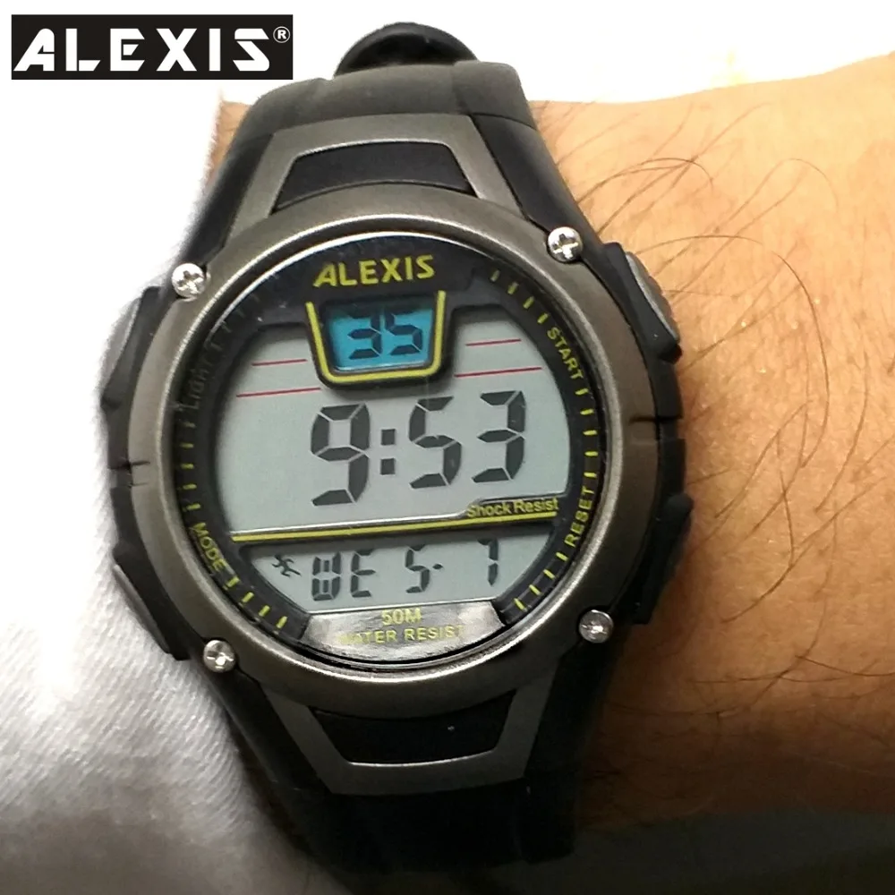 

ALEXIS Brand Black Watchcase Date Alarm BackLight Water Resist Unisex Digital Watch DW423A