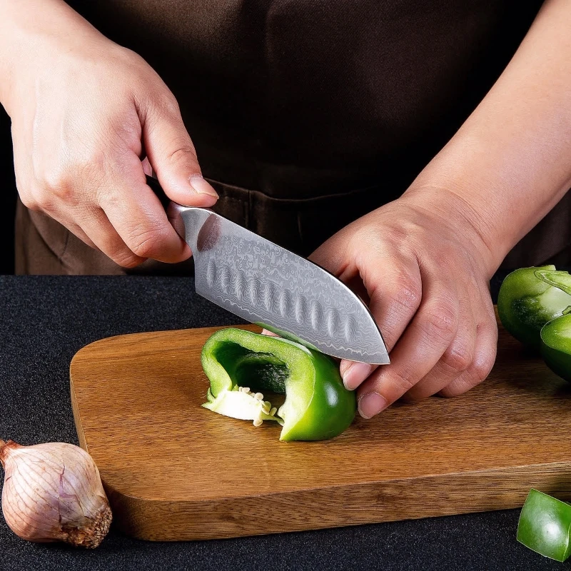 Японский кухонный нож Santoku vg10 5 Дюймовый Нож из дамасской стали 67 слоев
