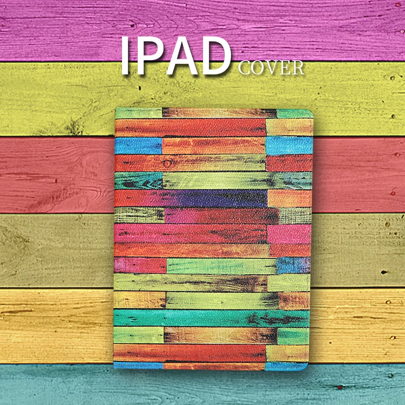 Чехол для нового iPad 9 7 дюймов 2017 2018 PU покрытие Деревянный чехол Магнит wake up sleep