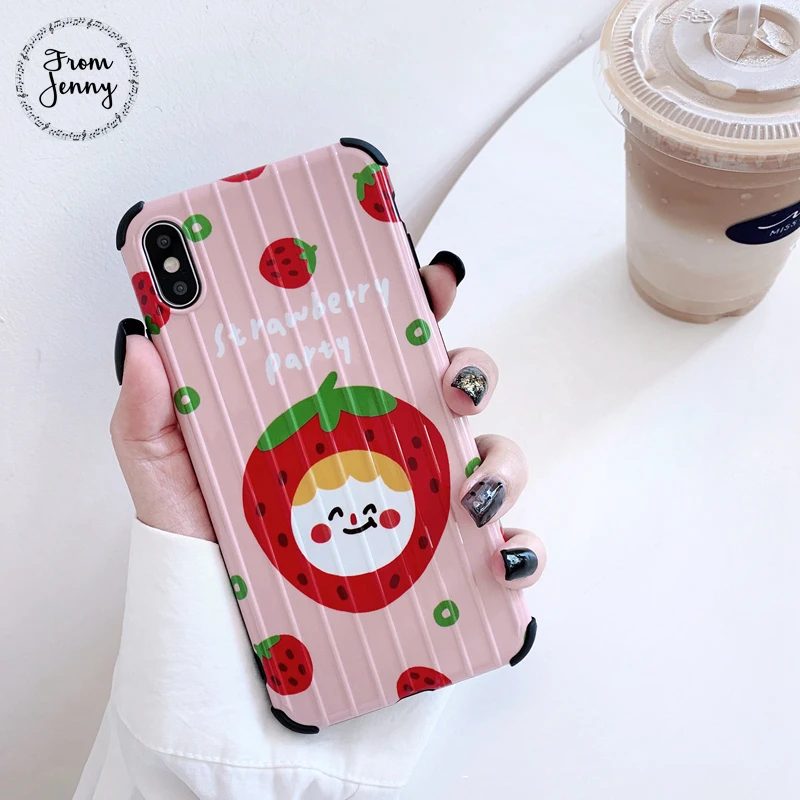 From Jenny Strawberry Cartoon Girl for iPhone x xr xs max 6 6s 7 8 Plus Illustrator Silicone Phone Soft Case |
