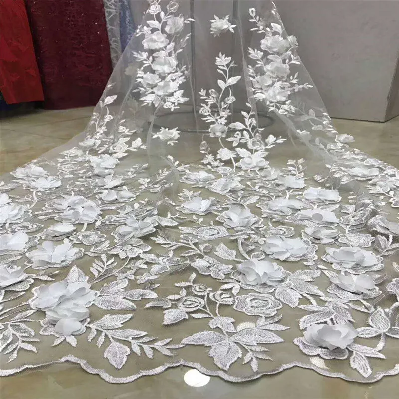 Новейшая вышитая фатиновая сетчатая кружевная 3d ткань 2018 высокое качество пудра