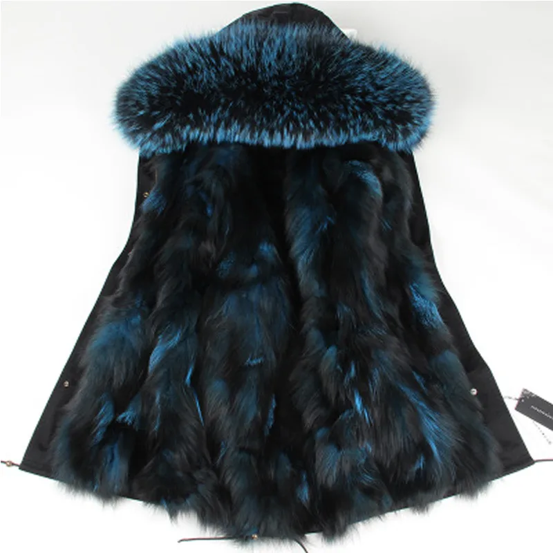 

2023 Fashion Army Green Parka Coats Winter Jacket Women Real Large Raccoon Fur Collar Fox Fur Lining Hooded Outwear Free DHL