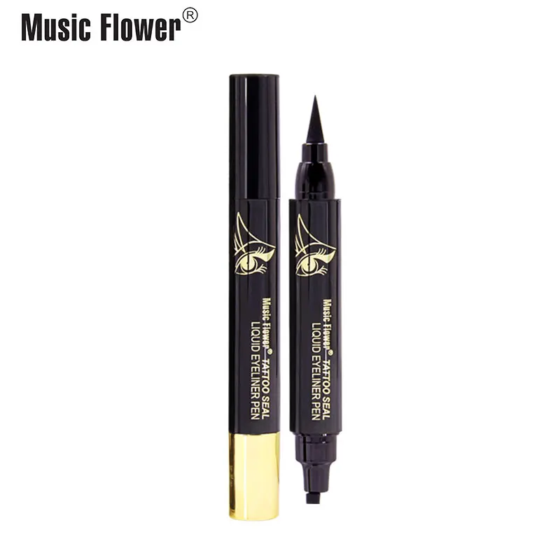 Music Flower Double-Headed Seal Black Liquid Eyeliner Pen Waterproof Long-lasting Smudge-proof Stamp |