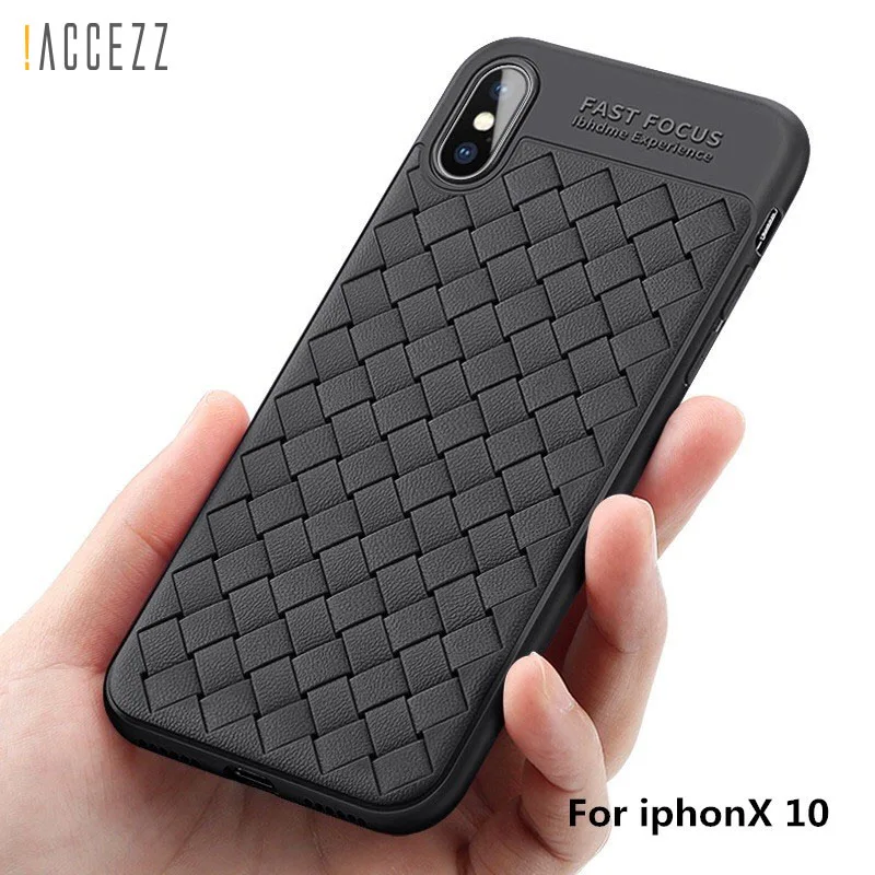 Luxury Woven Pattern Phone Case For Iphone X 7 8 Plus Geometric Texture TPU + PC Protective Back Cover Shell iphoneX 10 Capa |