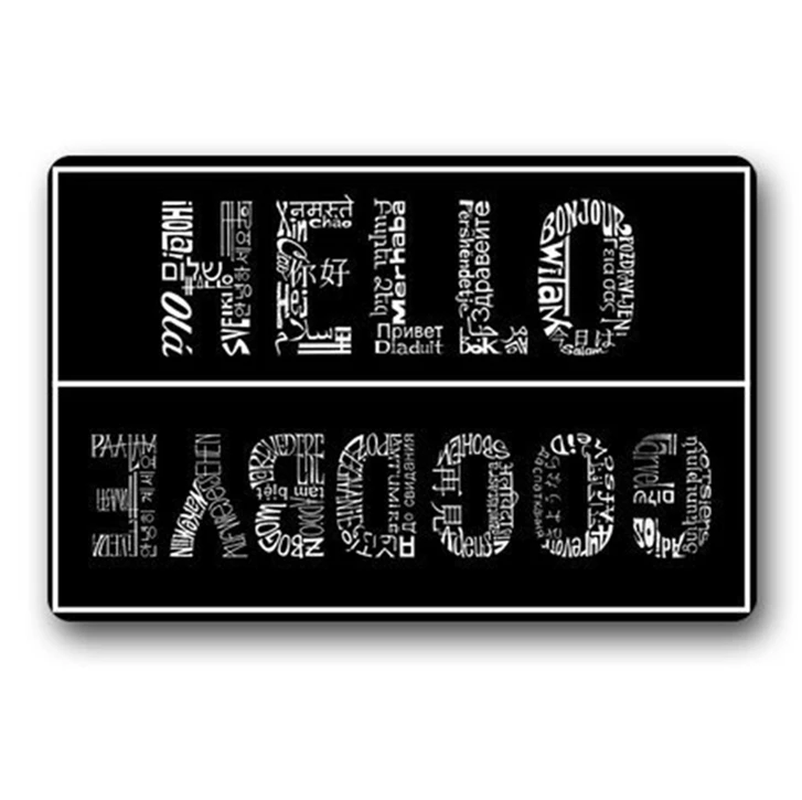 Funny Welcome Hello Goodbye Floor Mat International Typography Door for Front Hallway Living Room Rubber Print | Дом и сад