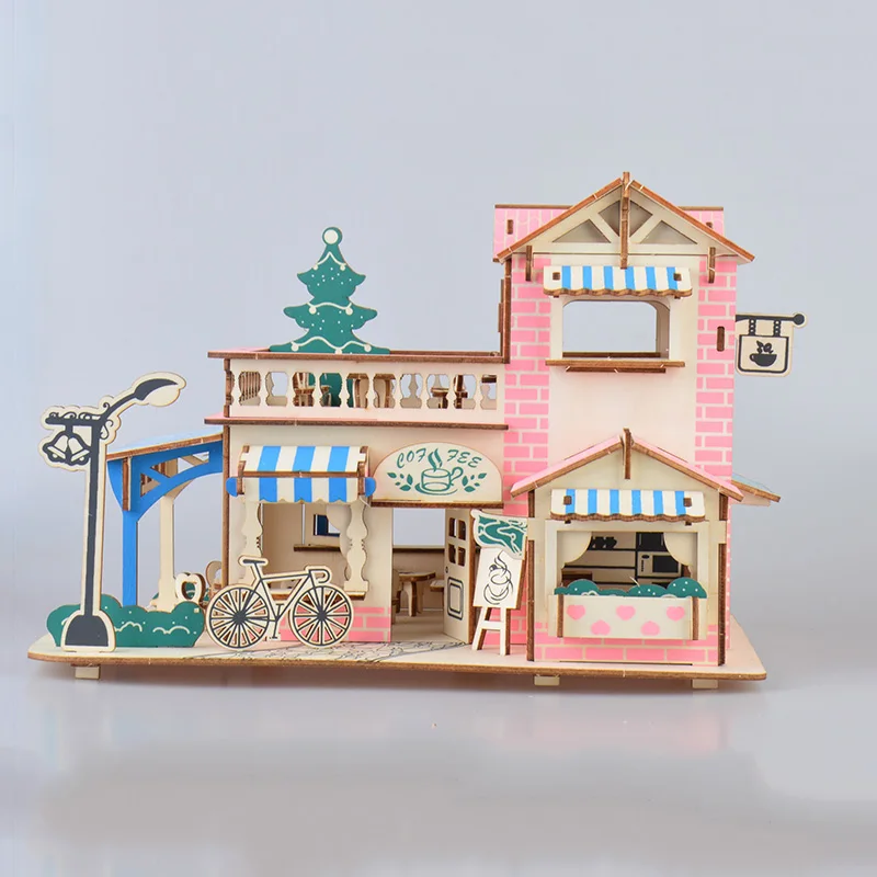 Романтический кофейный домик деревянная модель для самостоятельной сборки