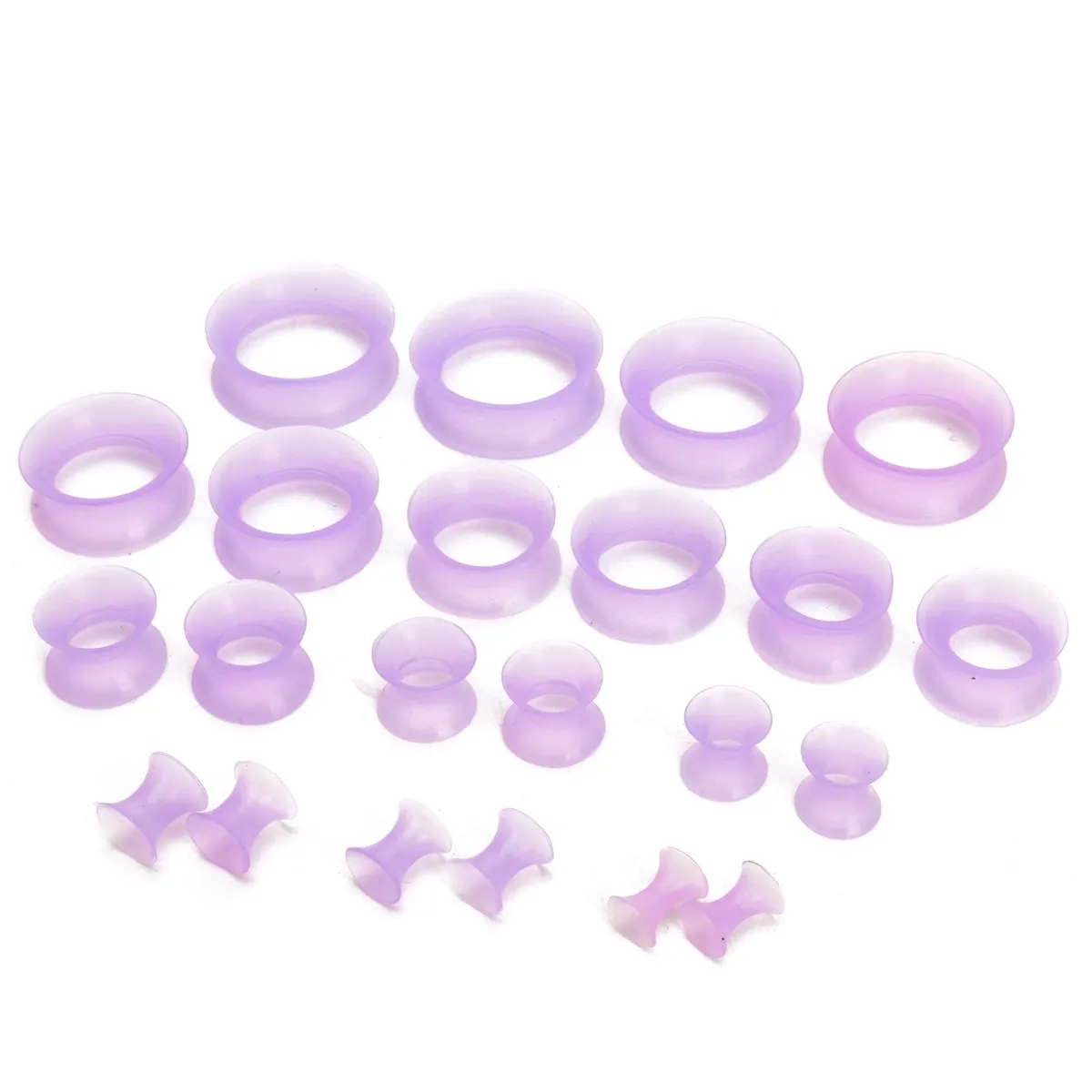 purple 22 шт. Мягкие силиконовые полые ухо туннеля и подключить Растяжения Комплект уха Калибр разложения Earlet расширители вдвое расклешенные Средства ухода за кожей пирсинг - Окраска металла: purple