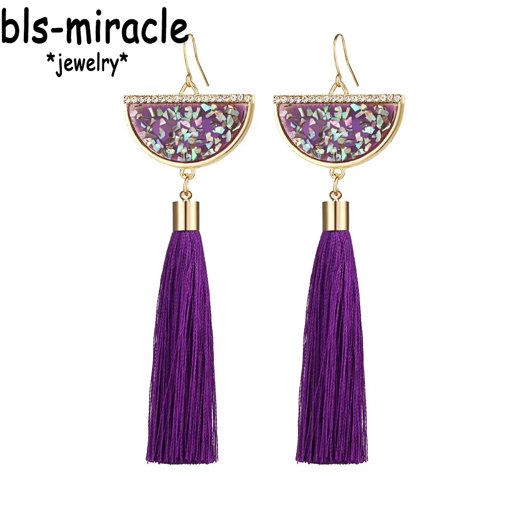 Модные ювелирные изделия Bls-miracle в богемском стиле серьги-подвески золотого цвета