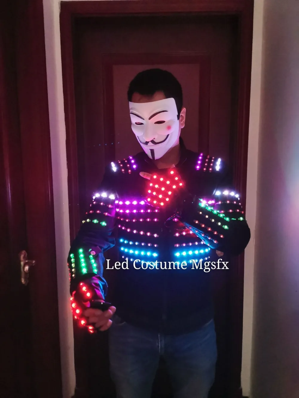 Бесплатная доставка светодиодная куртка RGB/светодиодный костюм диджея