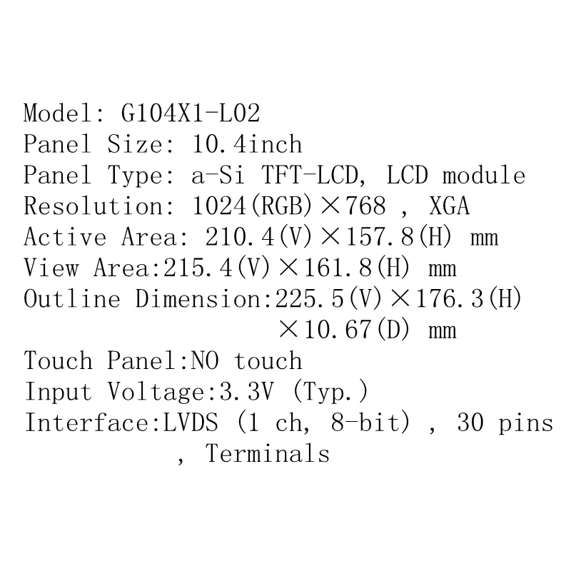 

G104X1-L02 LCD Screen Display Panel For Chimei Innolux 10.4inch