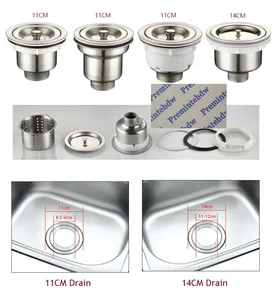 Ситечко для слива раковины из нержавеющей стали, 110 мм, 140 мм