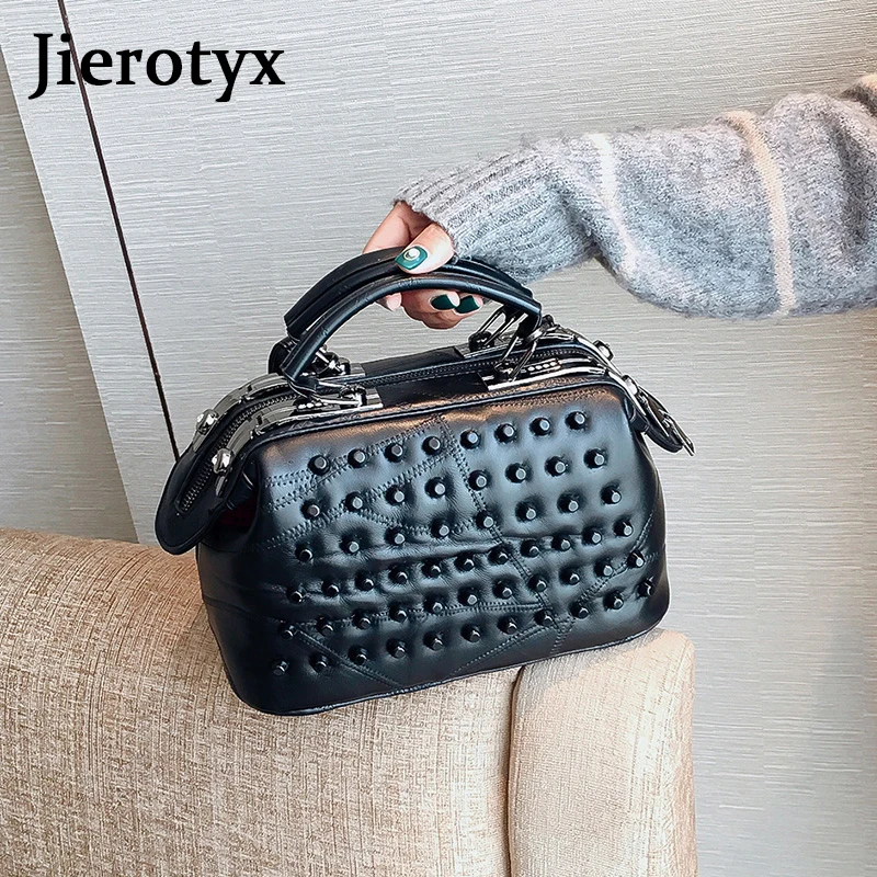 JIEROTYX продвижение готический панк стиль женские сумки через плечо заклепки