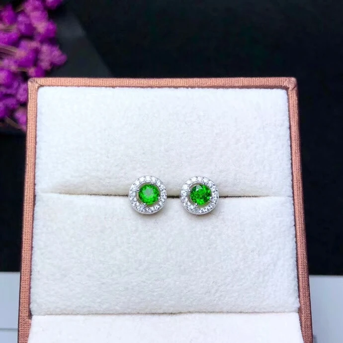 KJJEAXCMY boutique jewelryar серьги из серебра инкрустированные естественный диопсид новые