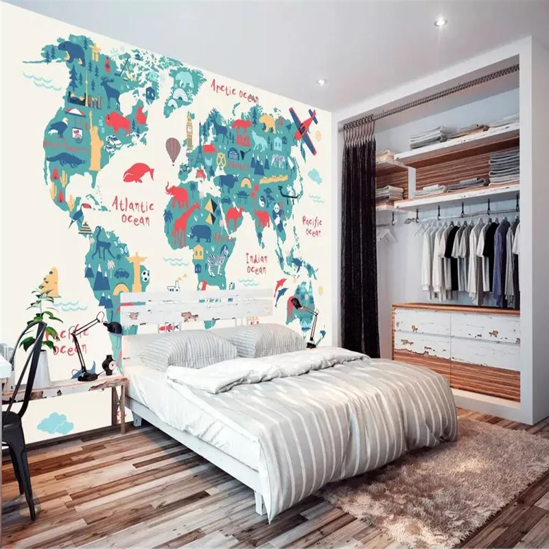 Cartoon version map kindergarten engineering professional production mural factory wholesale wallpaper poster photo wall | Обустройство
