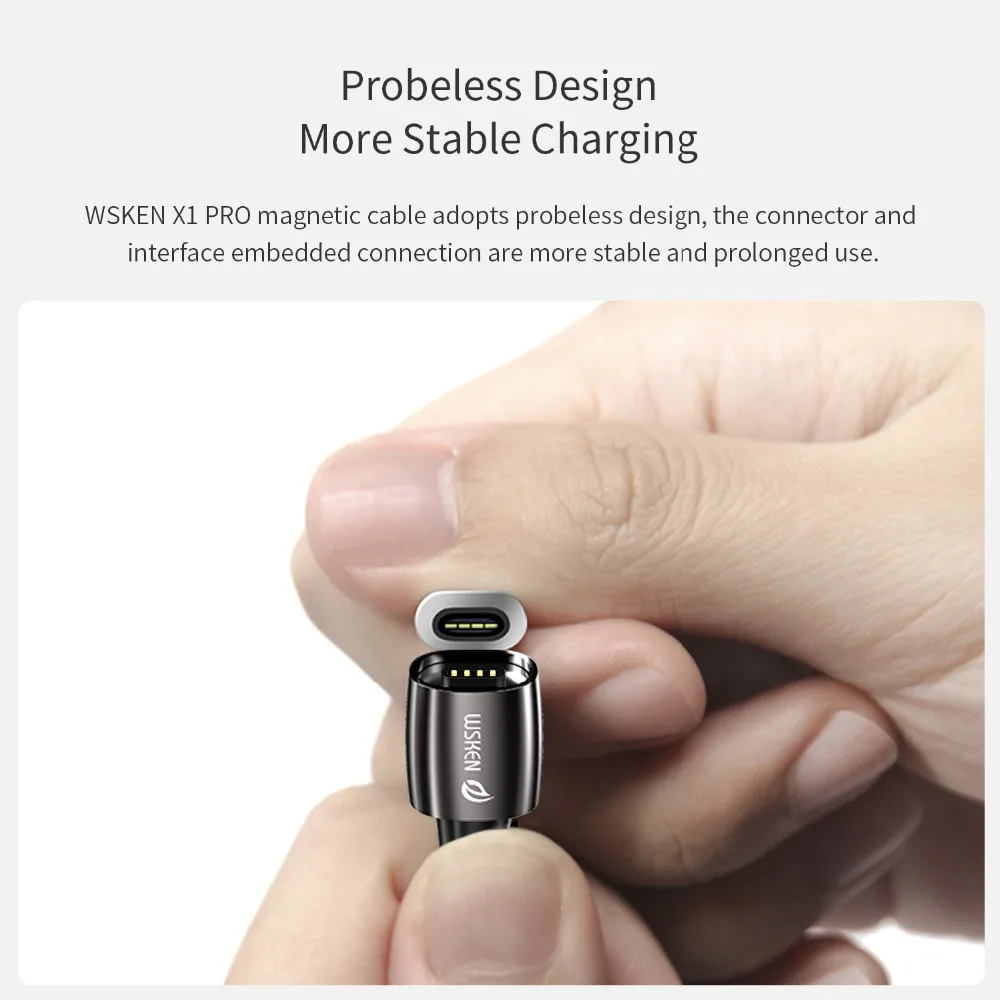 USB кабель WSKEN X1 Pro магнитный 3 А для Samsung S10 S9 S8 note9 Huawei Xiaomi|Кабели мобильных