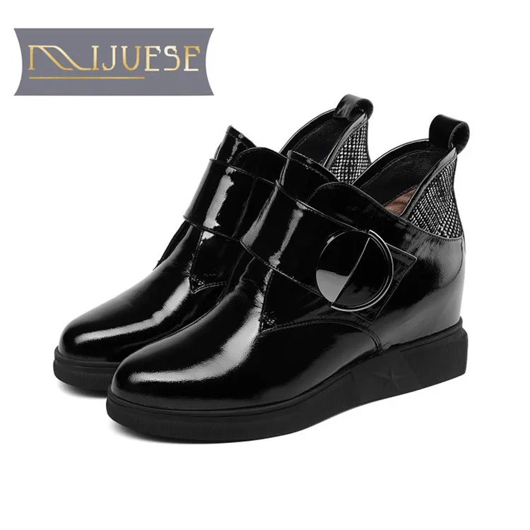 MLJUESE/женские ботильоны из коровьей кожи с пряжкой и ремешком круглым носком