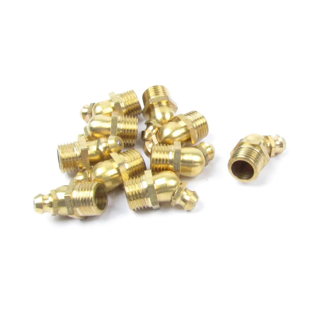 

X Autohaux 10 Pcs Male Thread 45 Degree Angle M10 Thread Brass Zerk Fitting Grease Nipple